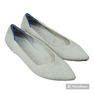 Rothys Womens 7 The Point Beige Knit Pointed Toe Flats Ecru $149
